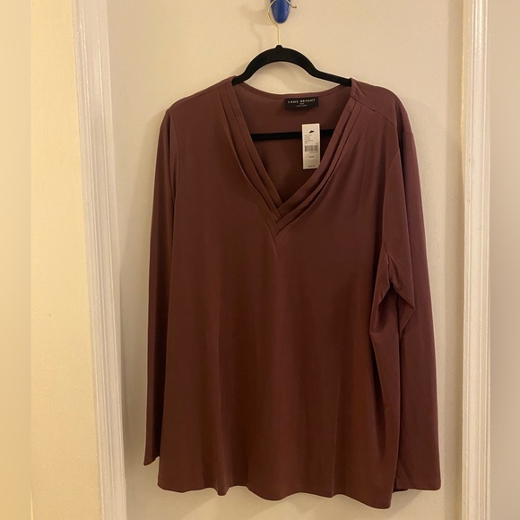 Lane Bryant Tops - Lane Bryant Long Sleeve V-Neck Top - Dusty Rose